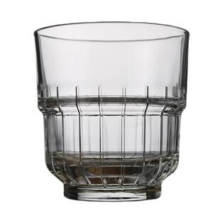 利比领克玻璃杯商用可叠耐热泡茶杯子条纹拉花咖啡杯子可定制LOGO