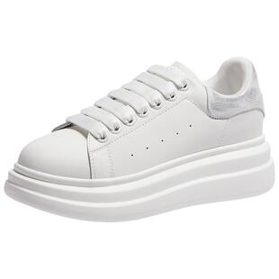 骆驼女鞋小白鞋厚底2025秋冬圆头面包鞋百搭软底休闲板鞋女款