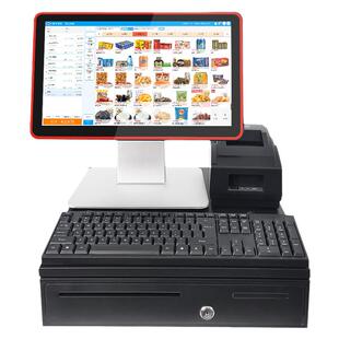 收银机 爱宝AB-9881收银机一体机双屏触摸屏商用超市扫码便利店母婴服装鞋店化妆品餐饮奶茶外卖点餐收银系统