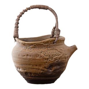 老岩泥酱釉提梁公道杯石边杯主人杯中式茶海茶道干泡陶瓷茶具