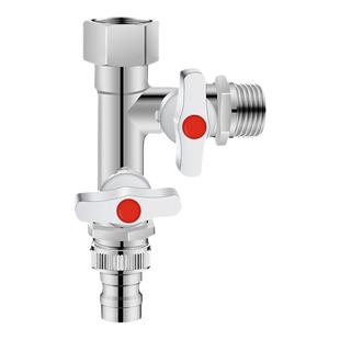 三通分水阀带开关球阀接头全铜水龙头一进二出角阀花洒水管分流器