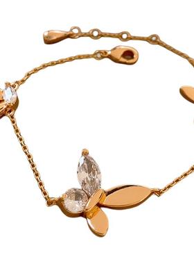 金色锆石蝴蝶手链女高级感轻奢