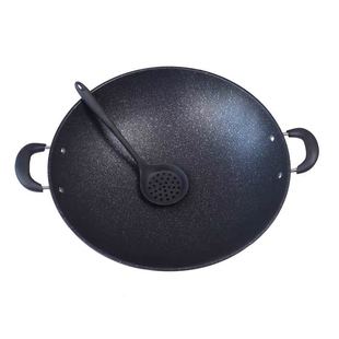 麦饭石双耳炒锅不粘锅家用圆底炒菜锅加厚特大号燃气灶专用锅具