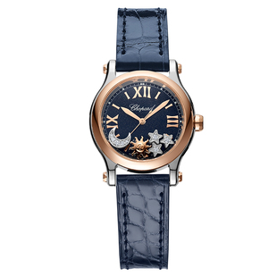 Chopard萧邦日月星辰快乐钻石蓝色机械腕表女表女神节礼物送女友