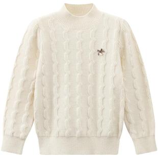 笛莎女童毛衣秋冬季新款女大童儿童洋气套头半高领针织打底衫迪莎