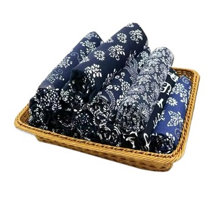 5米】乌镇蓝印花布料手工棉麻仿蜡染蓝青花布中国民族风桌布窗帘