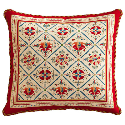 华庭映岁抱枕红色复古靠垫可拆洗