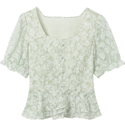 【商场同款】度假碎花衬衫女装2025高级感夏装短上衣