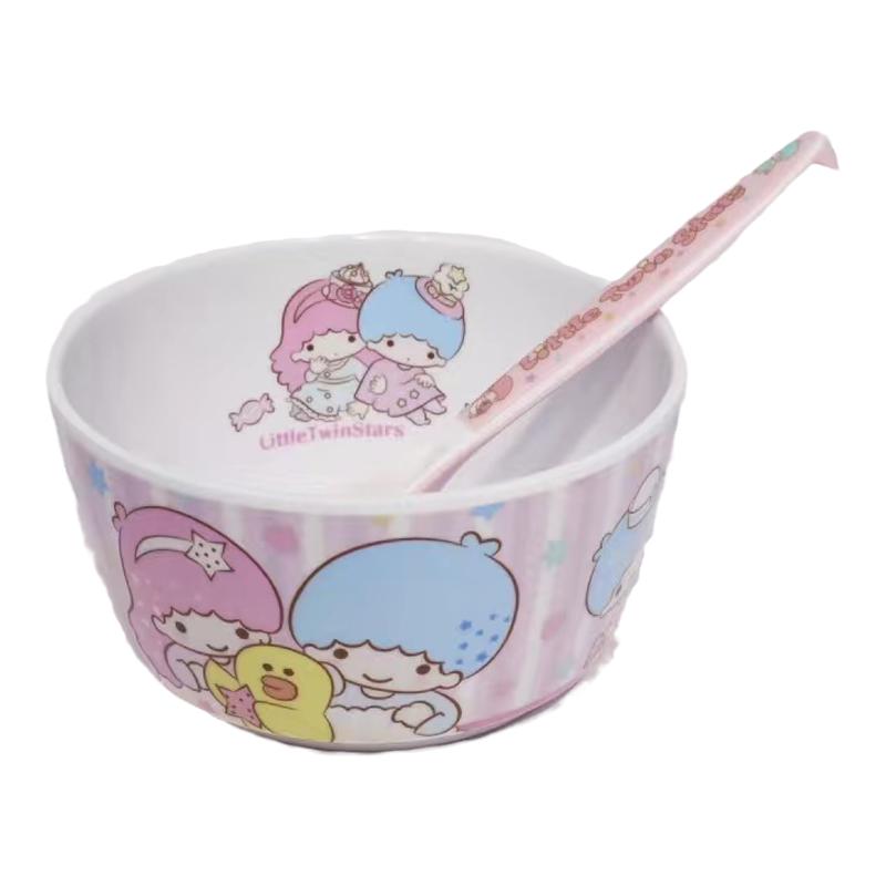 密胺卡通宝宝饭碗儿童可爱餐具套装防辅食家用防烫双子星碗勺盘子