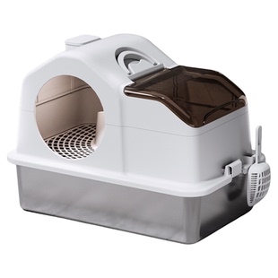 不锈钢猫砂盆走廊式超大号全封闭隔臭防砂外溅回廊特大号猫咪厕所