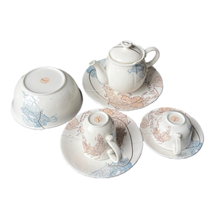 归国航线咖啡餐具套装陶瓷高档白色描金茶壶咖啡壶杯碟组合礼盒