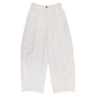 无色无味白色阔腿裤2026新款春季弯刀休闲裤浅色棉麻高腰裤子女款