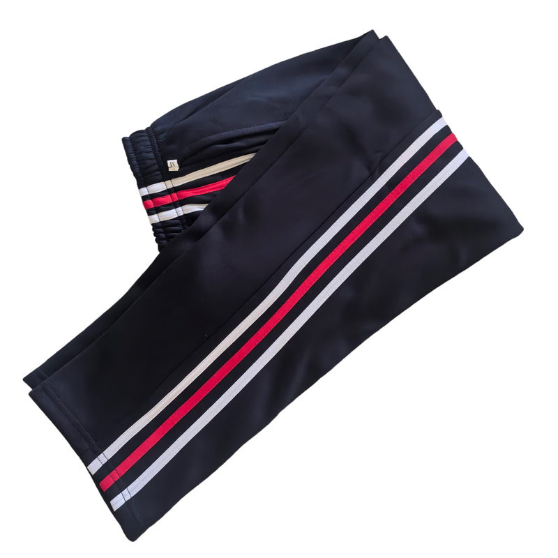 加绒加厚校服裤子侧边白红白条纹