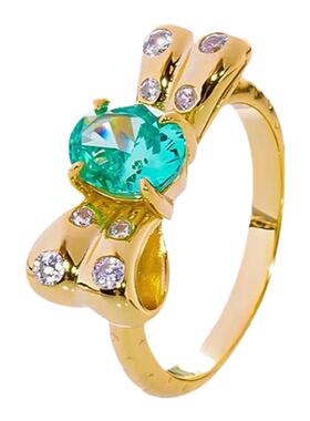 进口D色莫桑石绿宝石蝴蝶戒指