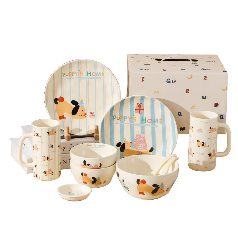 川岛屋可爱碗碟套装一人食餐具礼盒搬家乔迁新居闺蜜生日礼物女生