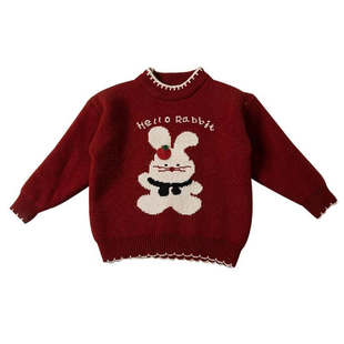 女童毛衣冬装洋气儿童打底衫上衣宝宝一体绒针织衫拜年服冬季