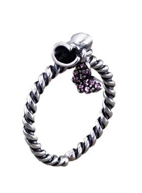 麻花复古休闲风纯银开口蝴蝶戒指