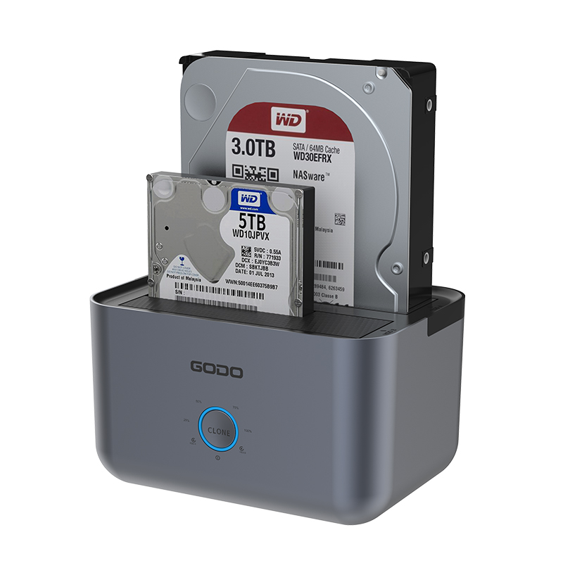 godo機(jī)械硬盤外接盒子3.5英寸sata外接移動讀取器底座雙盤位拷貝