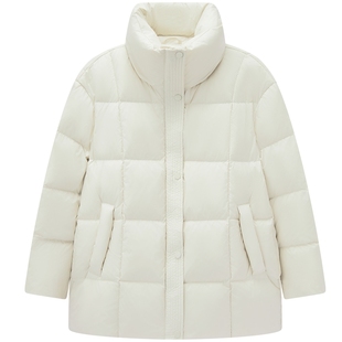 爱居兔高级光泽质感羽绒服2025年冬季新款女立领防风保暖冬外套