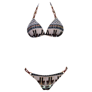 Coritiv复古比基尼性感三点式ins系带咖啡色高叉小胸聚拢温泉泳衣