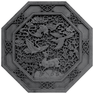 仿古砖雕福禄寿喜影壁墙四合院照壁墙背景墙中式庭院古建浮雕装饰