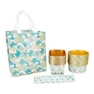 喇叭花一次性纸碗海浪金箔沙拉轻食铝箔纸碗外卖热卤加厚打包盒