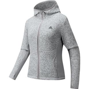 安踏火壳粗针抓绒衣大地之壳户外春季加厚连帽外套女装运动上衣女