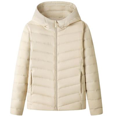 康博轻薄短款连帽排骨羽绒服女