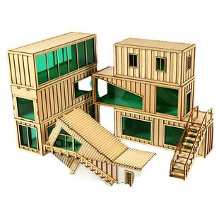 木质仿集装箱房屋模型成品 微缩场景小房子沙盘建筑 拍摄道具摆件