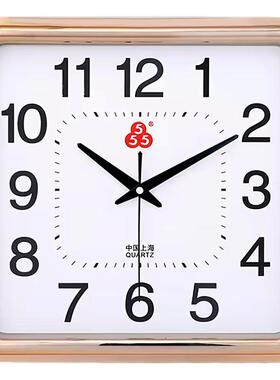 上海三五牌钟表静音挂钟客厅卧室墙上时钟现代简约家14英寸石英钟