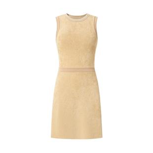 商场同款 摩萨克秋圆领收腰修身针织背心连衣裙女