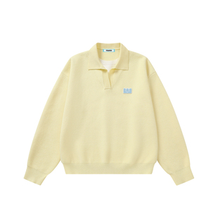 TGWALL「云朵泡芙」假两件翻领毛衣软糯慵懒刺绣学院针织衫女上衣