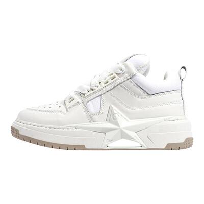 星星鞋小白鞋五角心头层牛皮面包