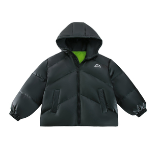 男童冬季90白鸭绒温变绿色羽绒服2025新款儿童炸街连帽保暖外套潮