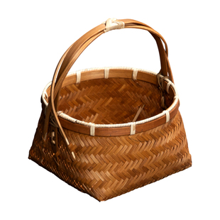 手工竹编小提篮古风手提篮鸡蛋筐水果篮家用杂物收纳筐零食点心篮