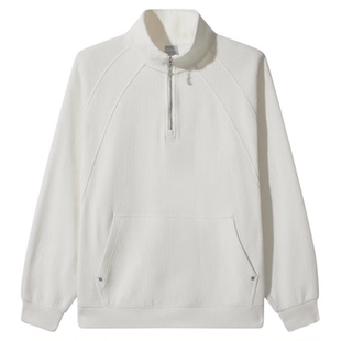 【绒感条纹】卡宾长袖立领半拉链上衣男春季新款结构分割卫衣