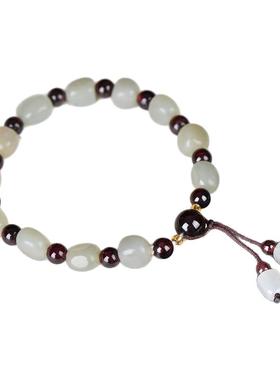 和田玉籽料原石石榴手串情侣手饰