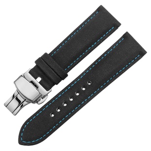 碳纤维尼龙纹理表带男款适配卡西欧天梭美度宝珀豪雅黑色手表带22