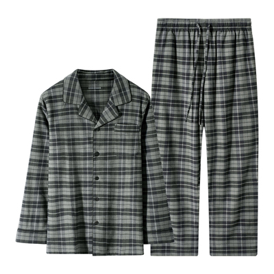 舒雅男士棉质磨毛睡衣家居服套装