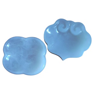 天然岫玉墨碟海棠如意墨碟笔舔小楷专用书法墨碟