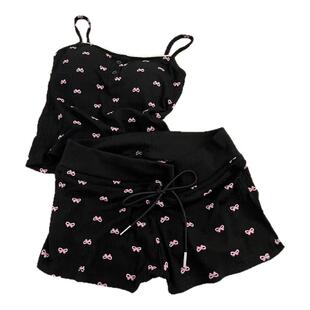 纯欲性感蝴蝶印花吊带睡衣女春夏季新款背心短裤家居服套装可外穿