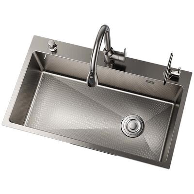 压纹sus304不锈钢水槽厨房大单槽加厚洗菜盆洗碗池台上下盆家用百