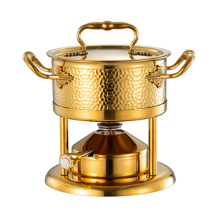 吉美高端真316L钛钢单人小火锅瓦斯炉无铆钉一人一锅会所商用锅具