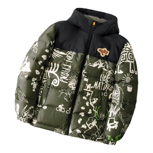 李宁男童羽绒服冬季加厚2025款儿童迷彩户外防寒服青少年鸭绒外套