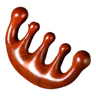 檀木头皮按摩梳五指头部经络梳眼部颈部刮痧疏通宽齿木梳男女梳子