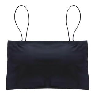 新款百搭裹胸内衣少女打底短款吊带背心女内搭冰丝抹胸带胸垫薄款