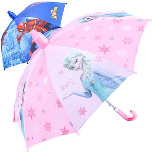 儿童雨伞男孩女孩小学生幼儿园蜘蛛侠艾莎安全圆角直长柄防水套伞