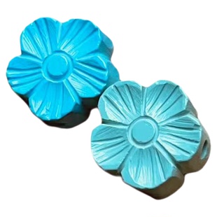 绿松石梅花通孔手串高瓷蓝配饰diy手工配件精工雕刻湖北原矿文玩