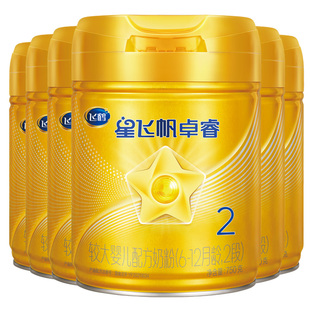 育儿补贴】飞鹤星飞帆卓睿2段奶粉二段牛奶粉750g*6罐官方HMO