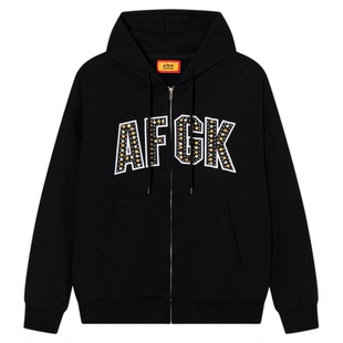 AFGK25FW彩钻开衫连帽卫衣春秋潮牌休闲男女拉链外套美式情侣帽衫